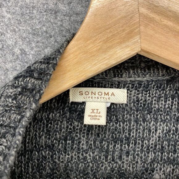 Sonoma Cardigan Women XL Gray Striped Open Front Long Sleeve Knit Acrylic Casual - Picture 5 of 9